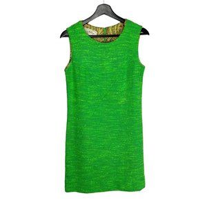 Vintage 60s Johnathan Logan Green Boucle Sleeveless Knee Length Dress 6